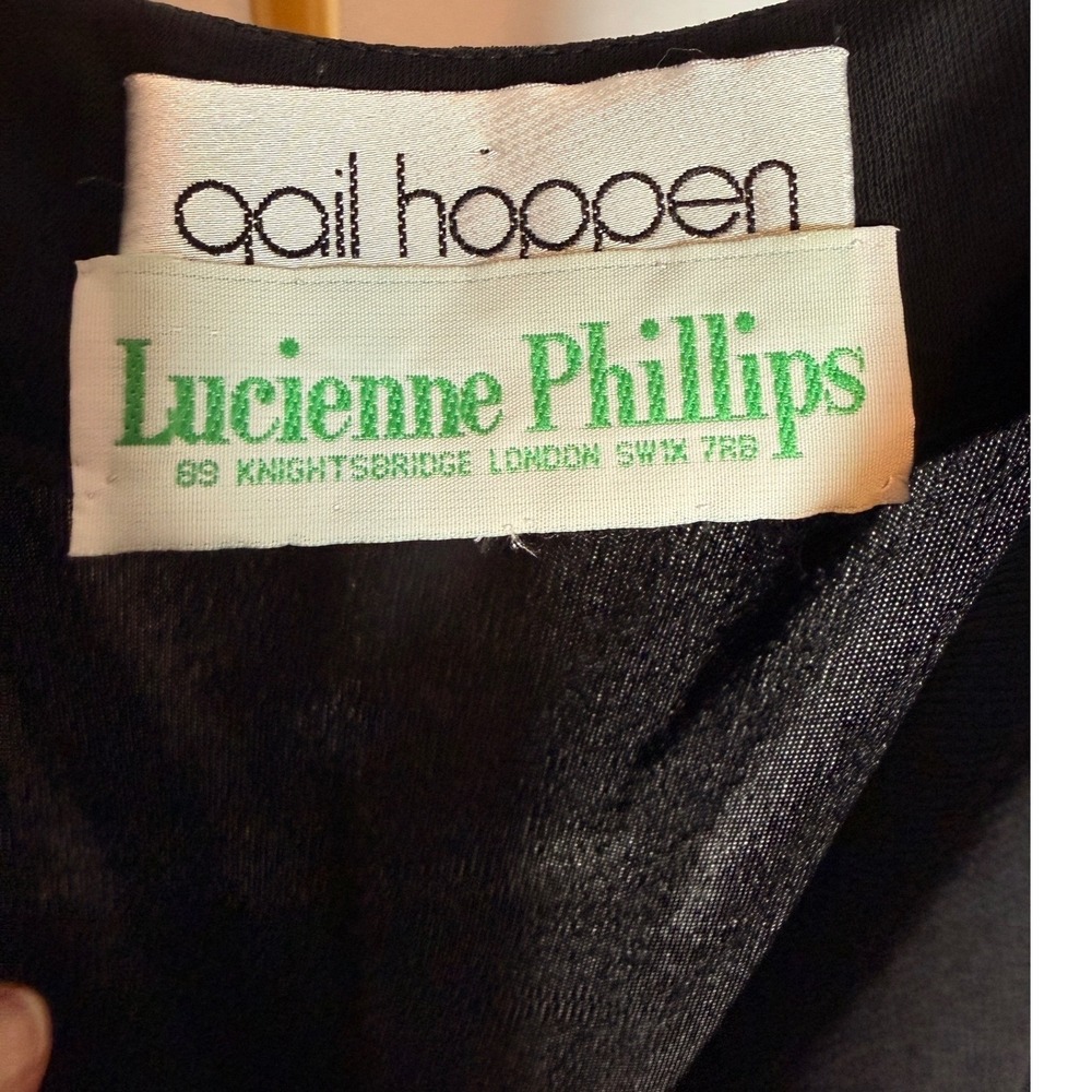 Vintage Gail Hoopen Lucienne Phillips Black Viscose Slip Dress 10 Made in Eng - Picture 2 of 9